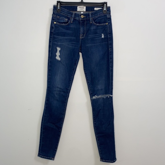 FRAME Le Skinny de Jeanne distressed stretch skinny jeans size 26 - Picture 7 of 11